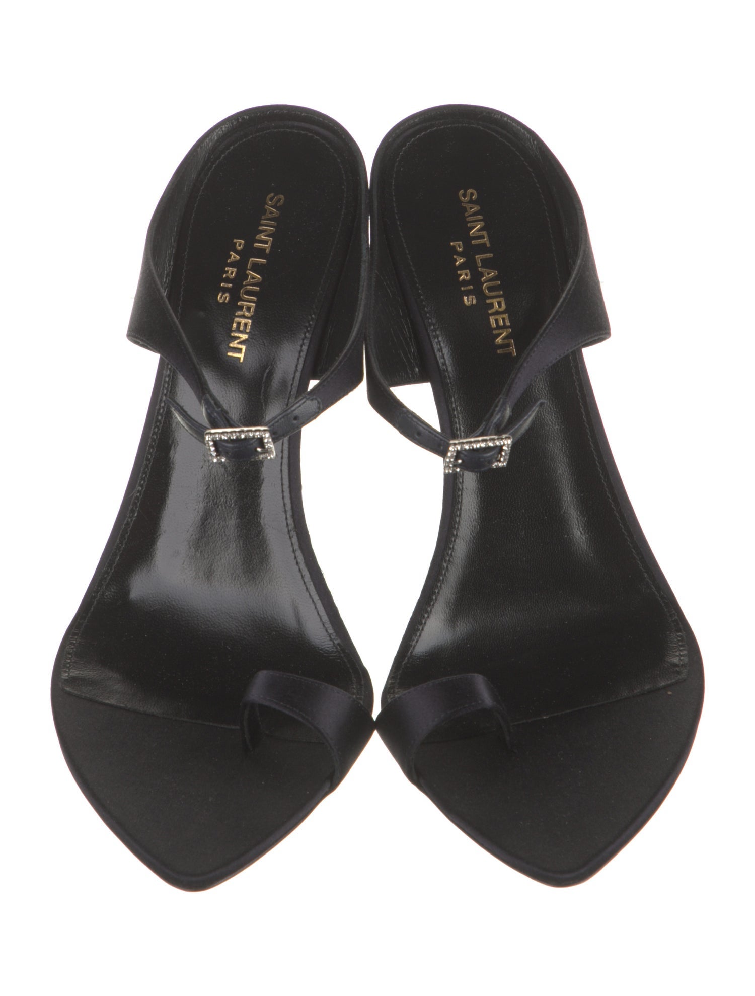 Saint Laurent Satin Crystal Embellishments Slides